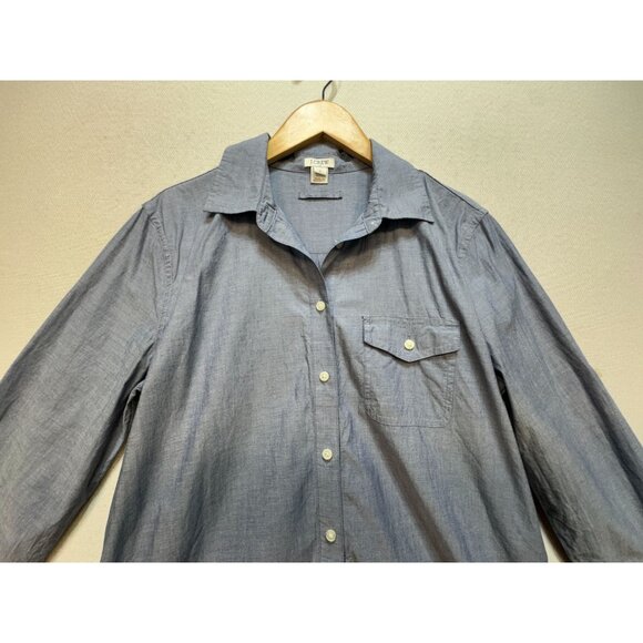 J. Crew Chambray Tunic Shirt Womens Small Blue Long Sleeve Button Front Casual - Picture 4 of 12